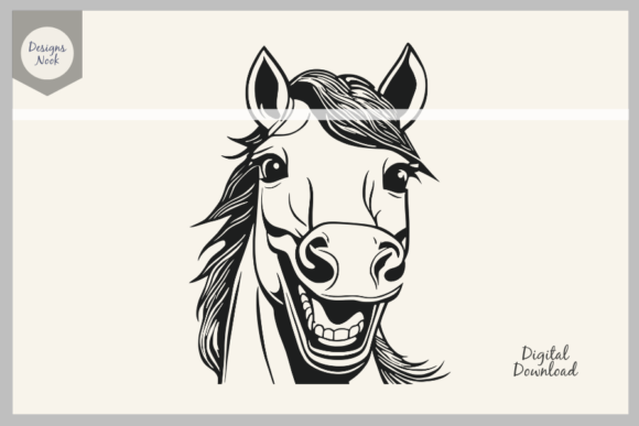 Laughing Horse SVG, Happy Animal SVG PNG