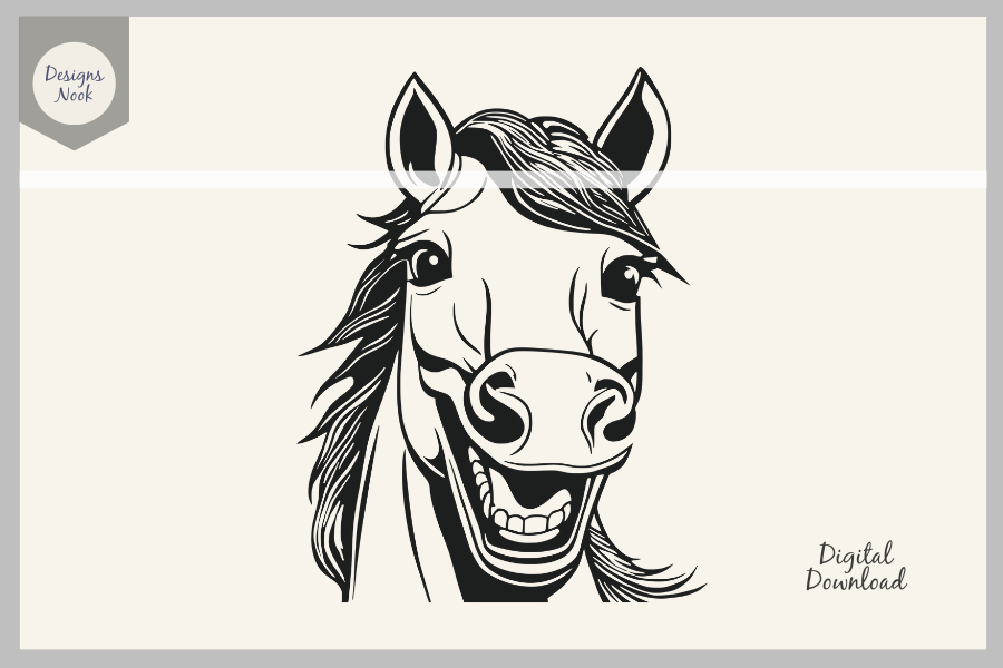 Laughing Horse SVG, Happy Animal SVG PNG