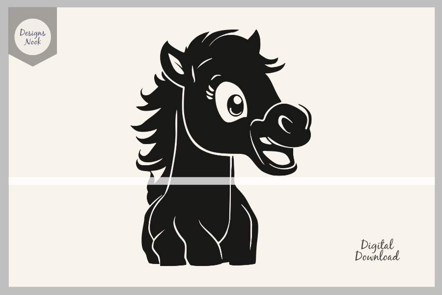 Portrait of a Happy Baby Horse SVG PNG