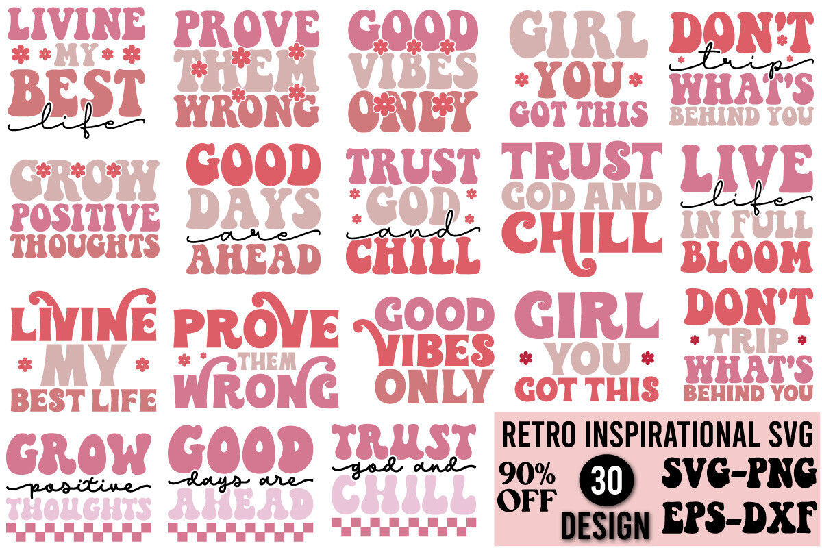 Retro Inspirational Svg Design Bundle Graphic by Art King @ · Creative ...