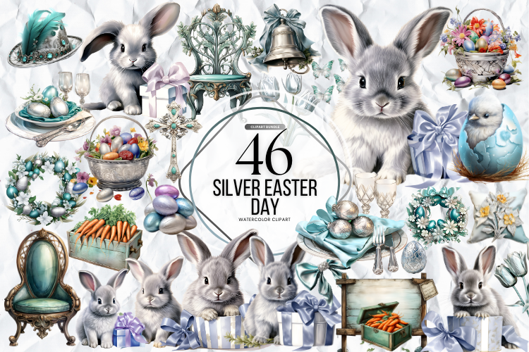 Silver Easter Day Clipart Graphic by Markicha Art · Creative Fabrica