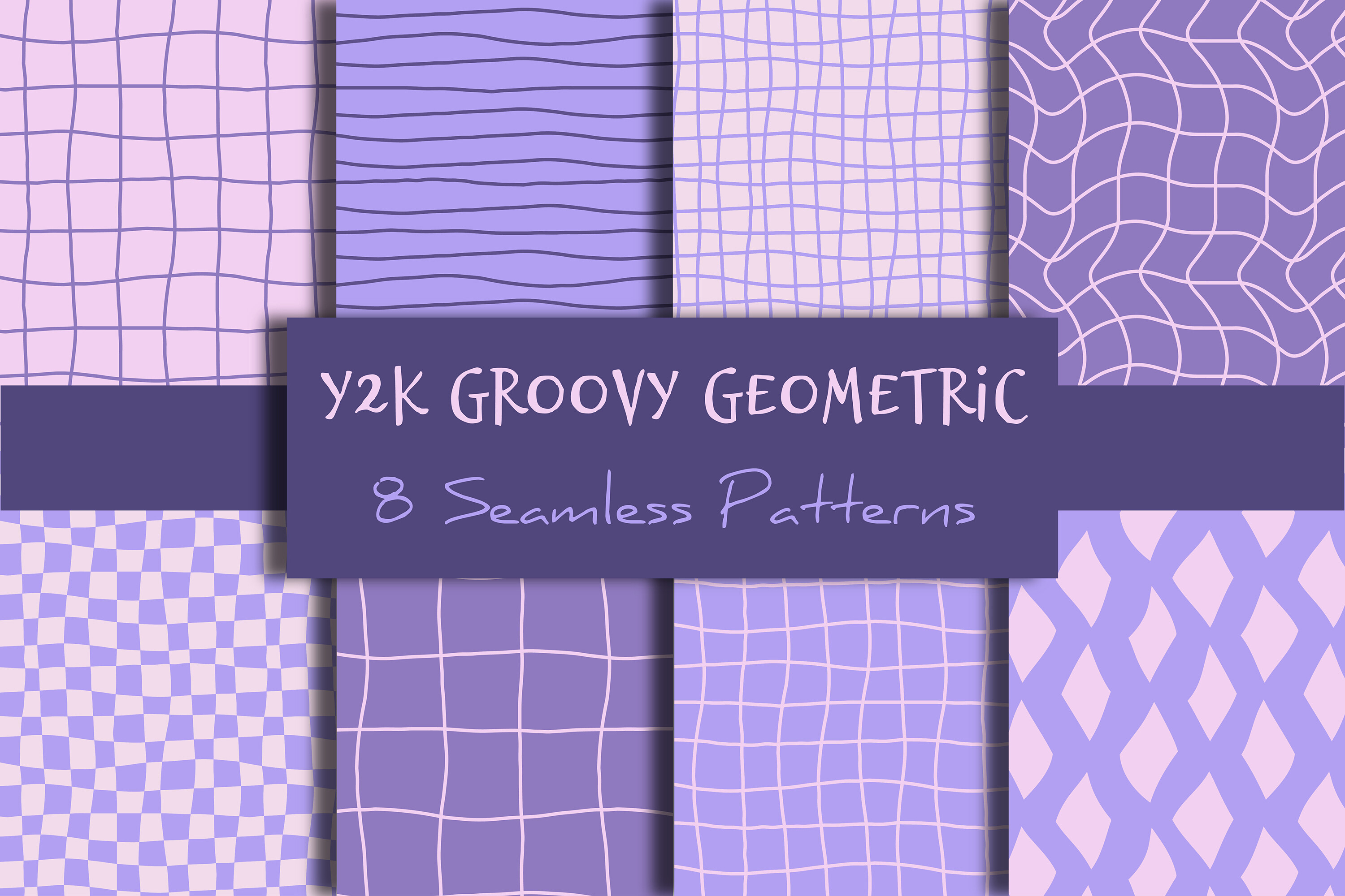 Y2k Groovy Geometric Seamless Patterns