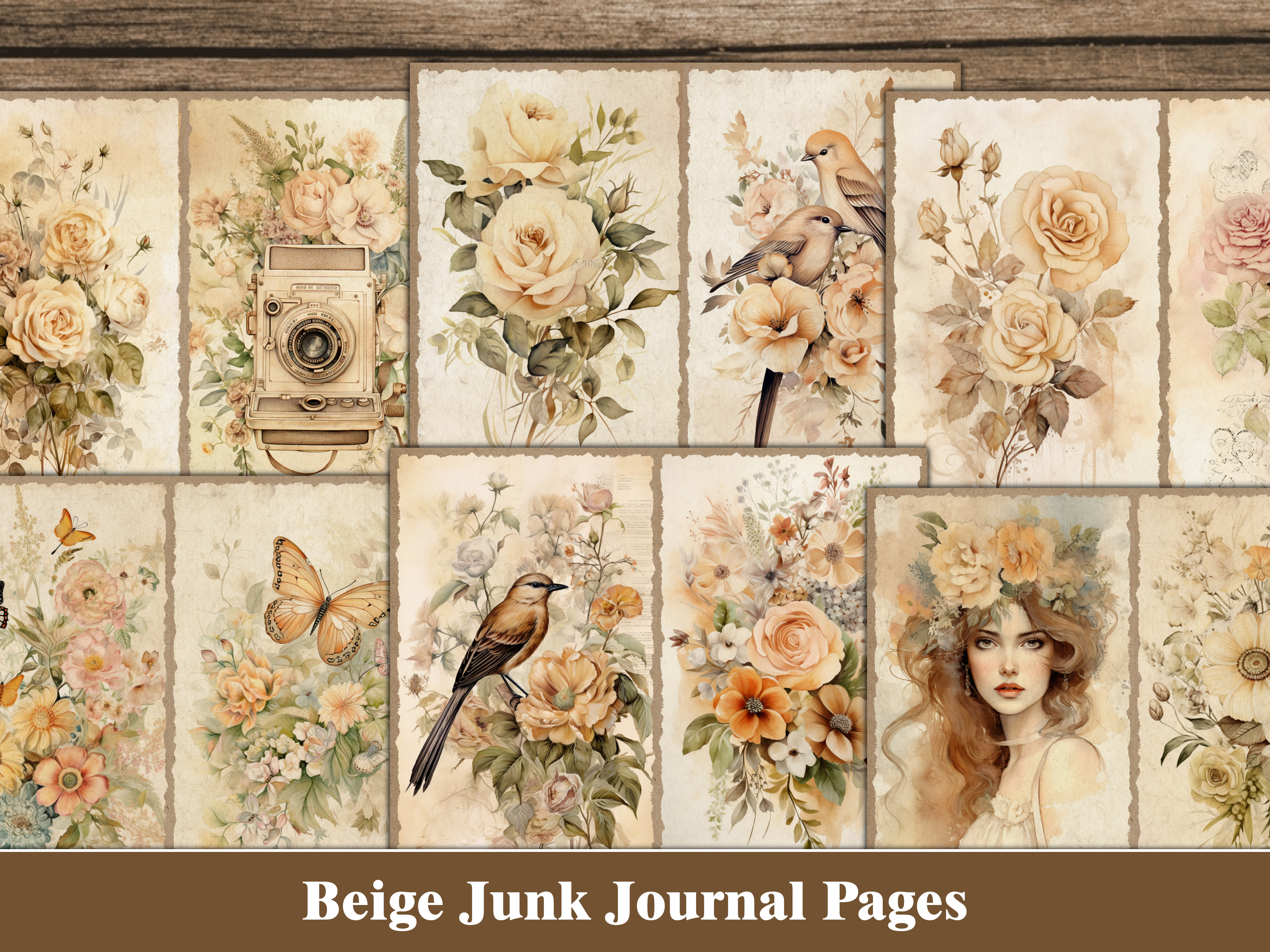 Boho Junk Journal Kit Floral Scrapbook Graphic by Wildflower Publishing ...