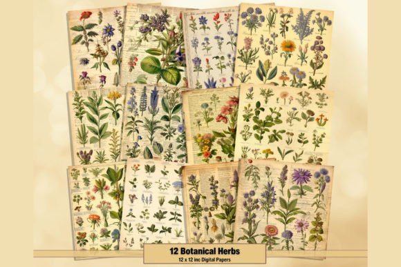 Botanical Herbs Apothecary Digital Paper