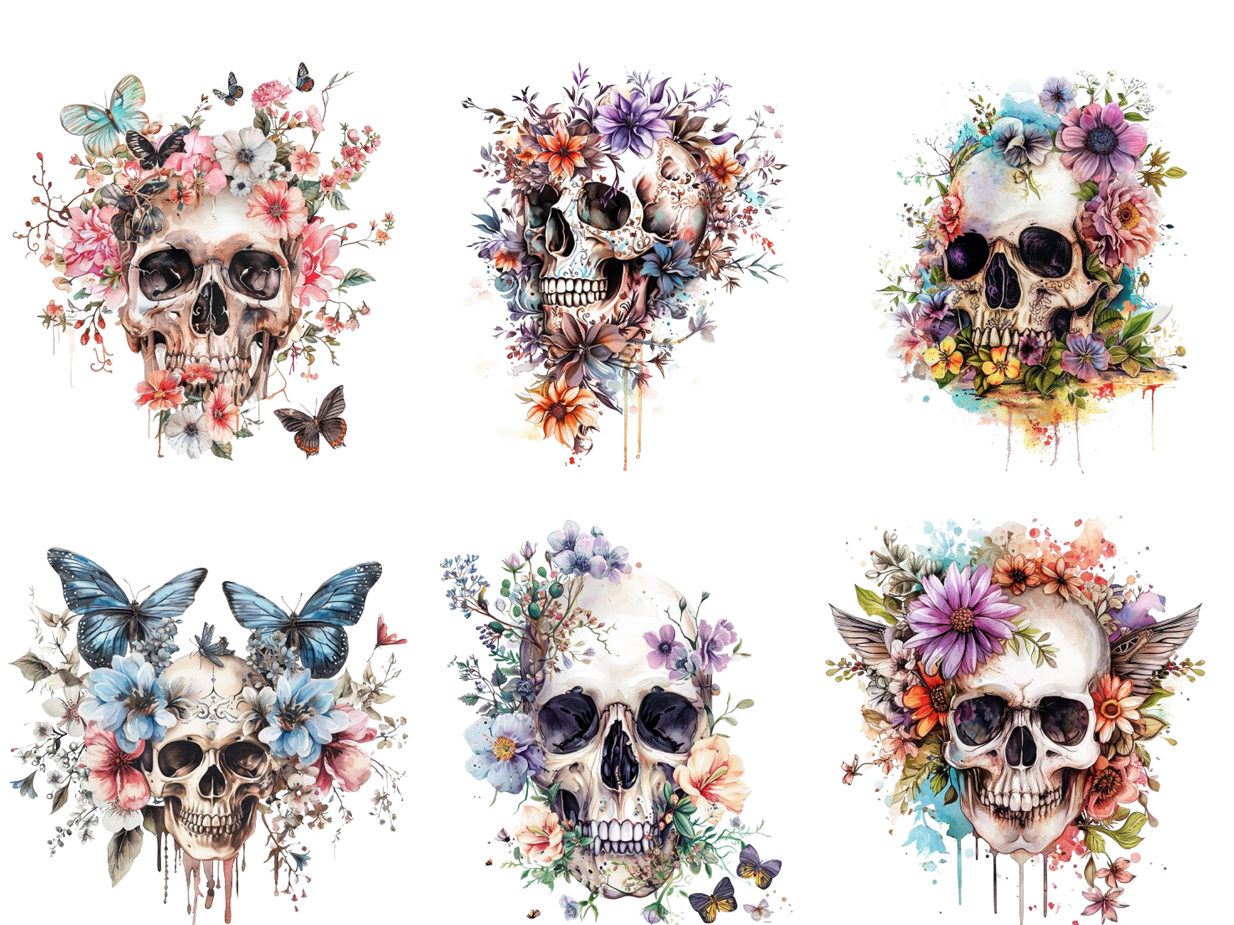 Fairy Skull Embraced Watercolor Florals Graphic by Nayem Khan ...