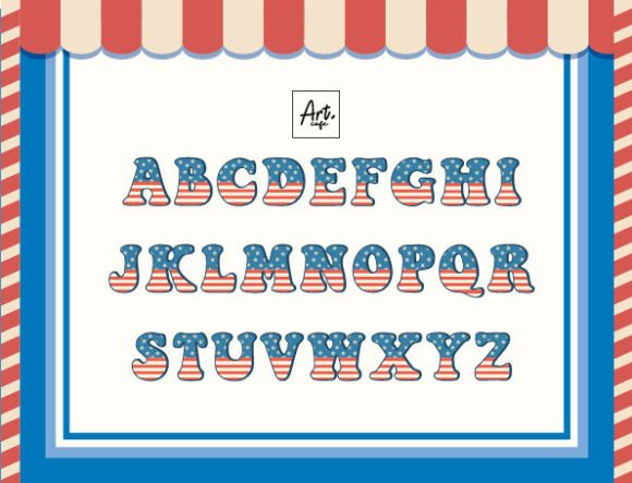 Groovy Patriotic Font PNG with transparent background - Preview 1