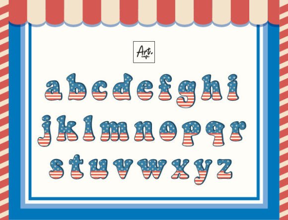 Groovy Patriotic Font PNG with transparent background - Preview 2