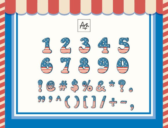 Groovy Patriotic Font PNG with transparent background - Preview 3