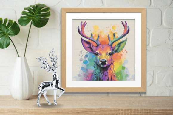 Rainbow Reindeer Cross Stitch Pattern