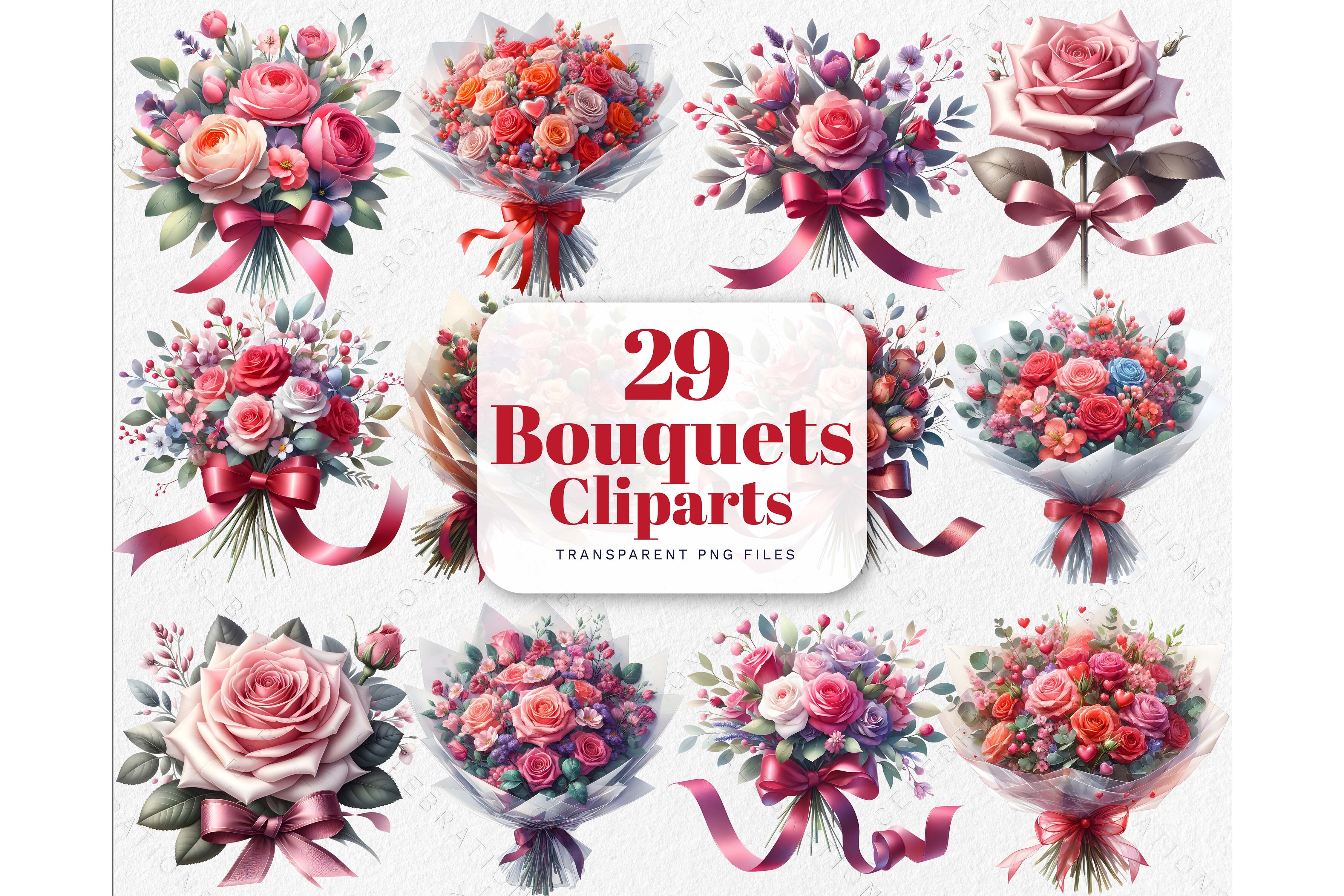 Valentines Red Rose Bouquets Clipart Graphic by CelebrationsBoxs ...