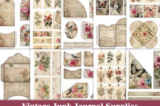 Vintage Junk Journal Kit Floral Ephemera Graphic by Wildflower ...