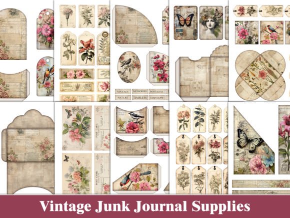 Vintage Junk Journal Kit Floral Ephemera