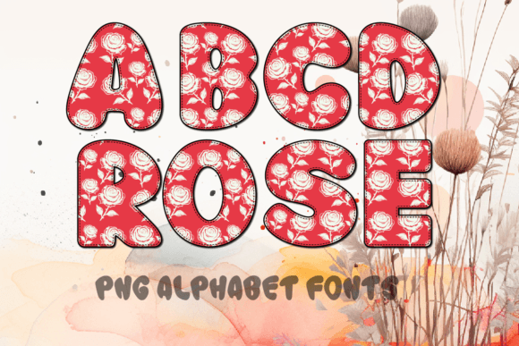 Rose Alphabet Fonts Gráfico Elementos Decorativos Por MOMAT THIRTYONE