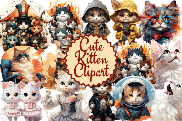Cute Cats Clipart Set Graphic by Craft Studios · Creative Fabrica