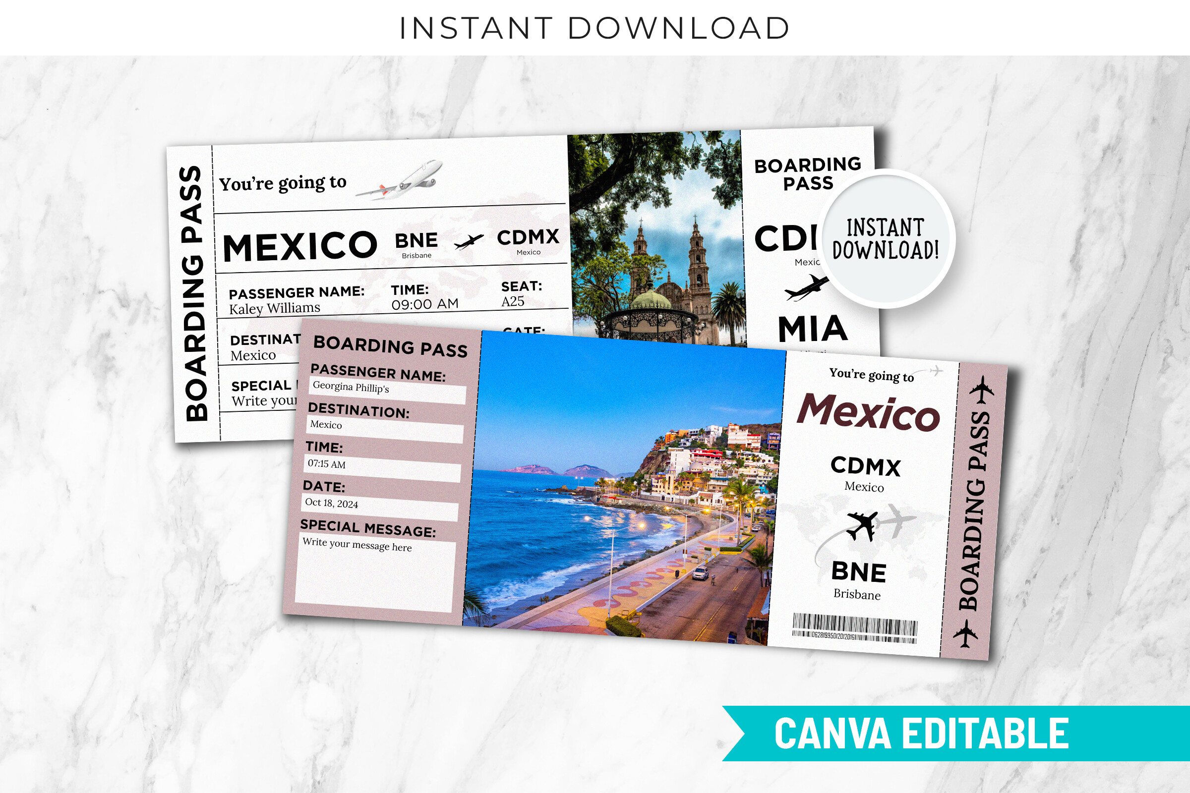 Mexico Boarding Pass Template Printable