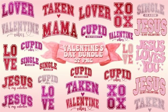 Preview of St. Valentine PNG Bundle Valentine sublimation design