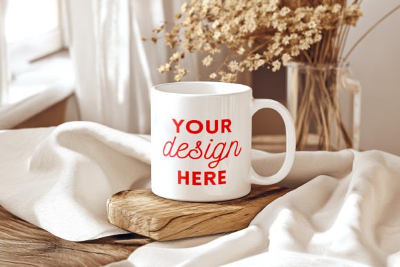 White Ceramic Mug Mockup Cozy Home Style Graphics
