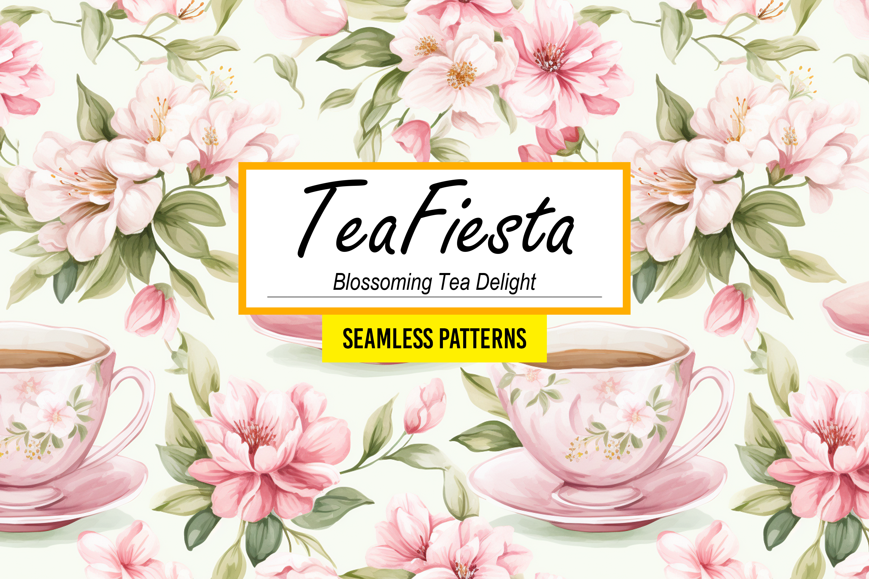 Blossoming Tea Delight Seamless Pattern Graphic by Canvas Elegance ...