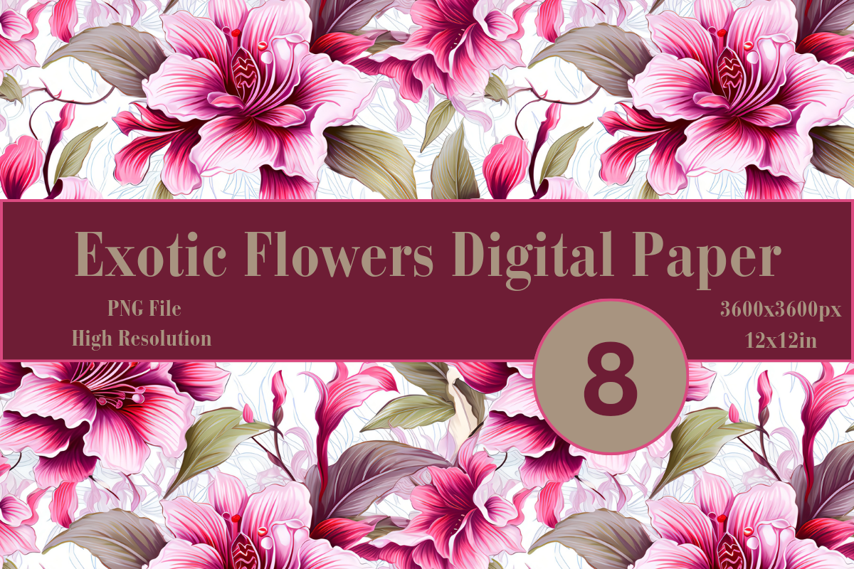 Exotic Flowers Digital Paper Graphic by Chase Minds Creative · Creative ...