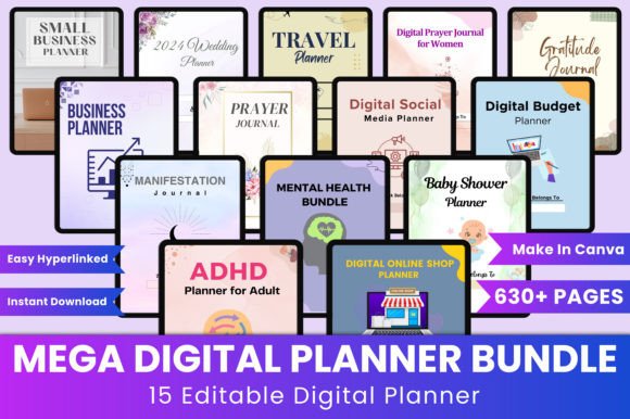 Mega Digital Planner Bundle Canva