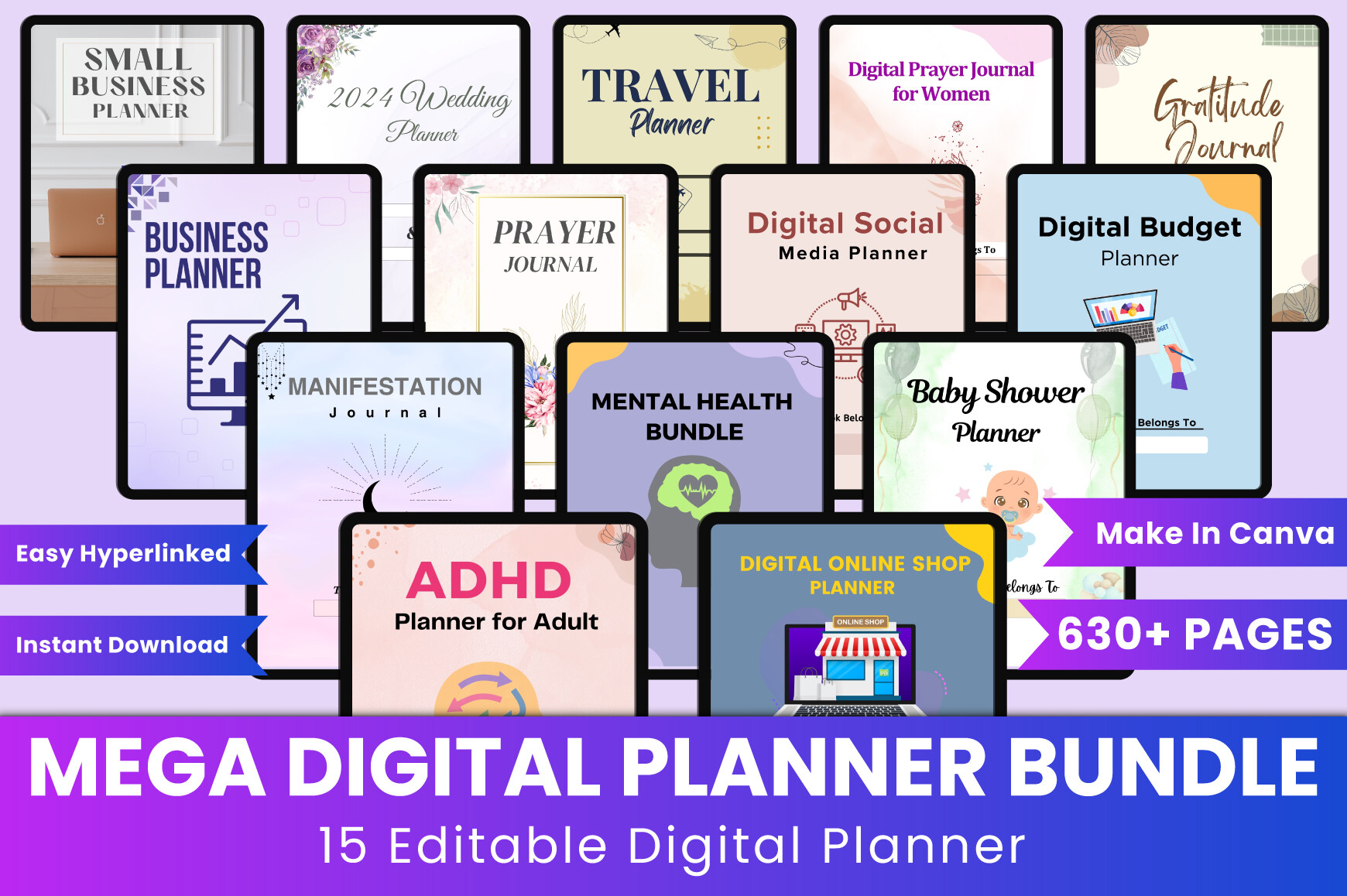 Mega Digital Planner Bundle Canva