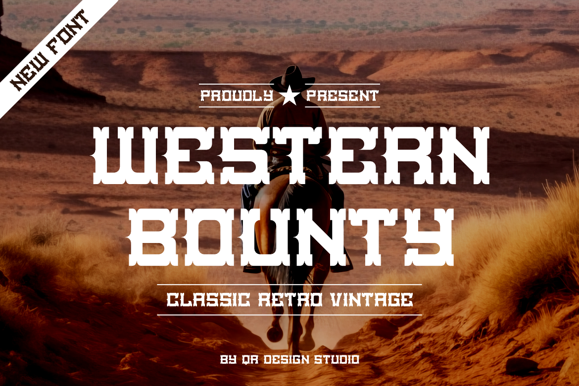 Western Bounty Font preview — old west wanted poster style font