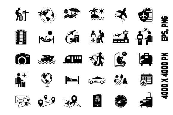 Black Travel Icons Set Graphic by YuliDor · Creative Fabrica