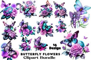 Butterfly Flowers Clipart Bundle Graphic by Bundle · Creative Fabrica