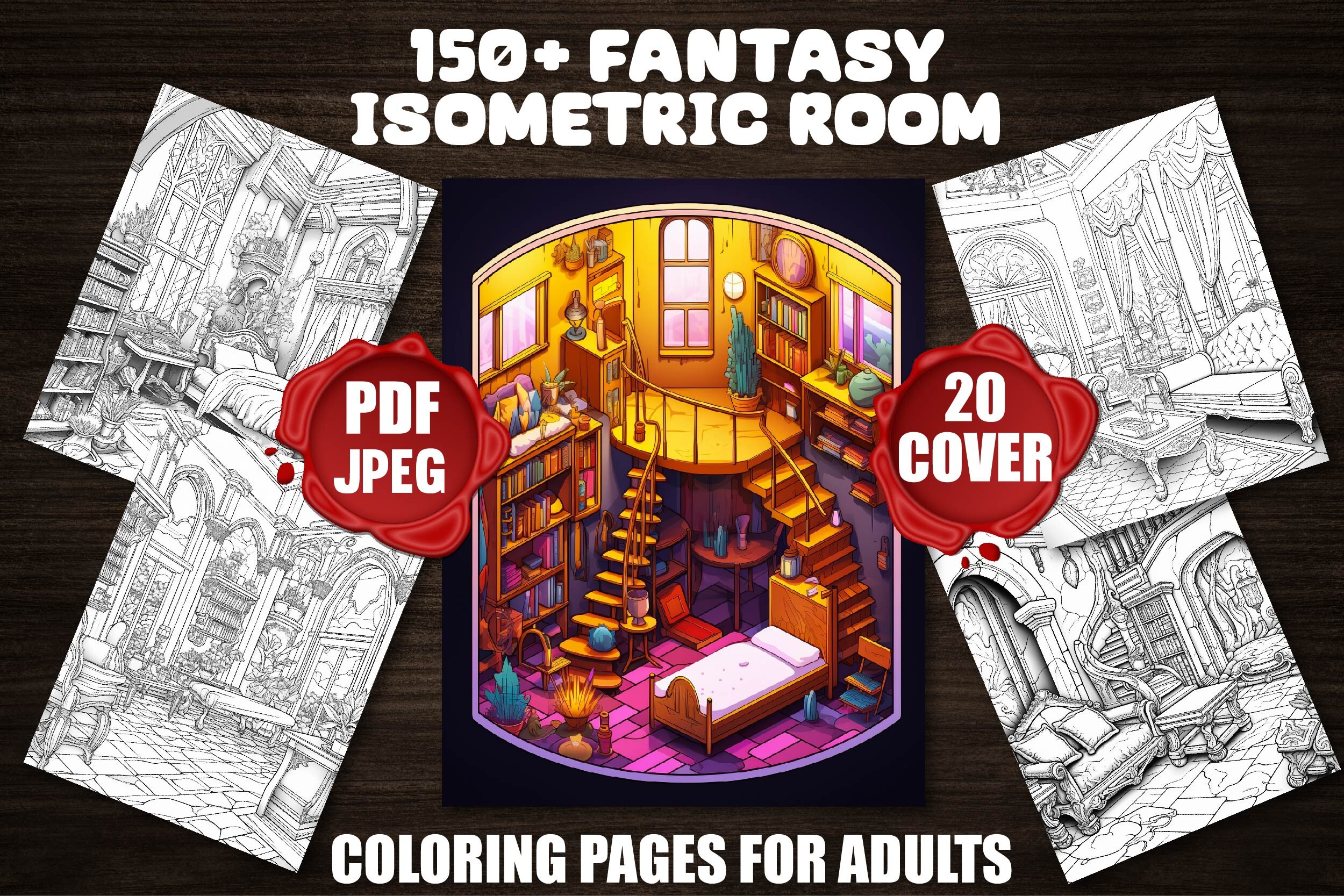 Fantasy Isometric Room Coloring Pages