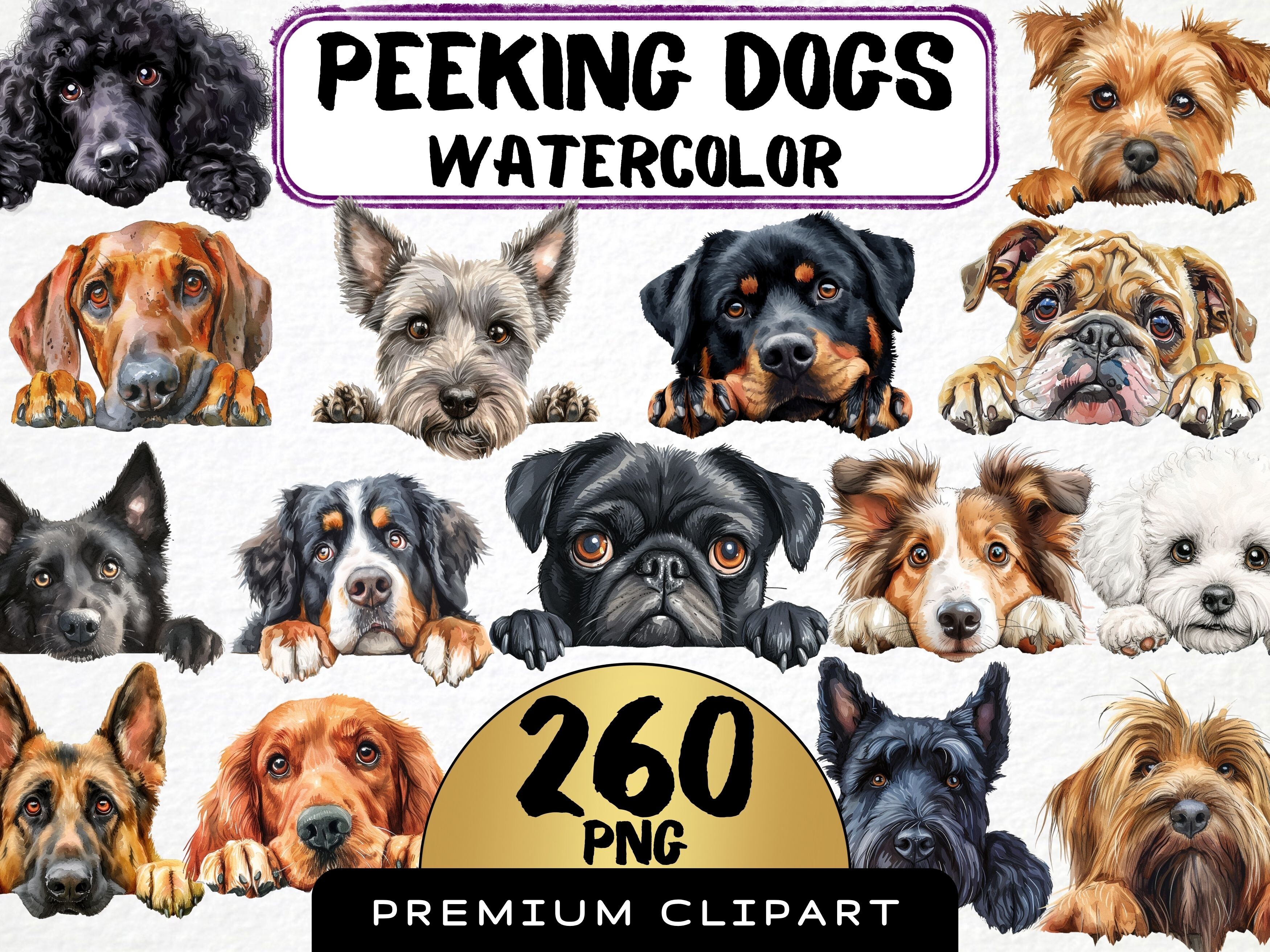 Peeking Dog Breed Clipart Bundle