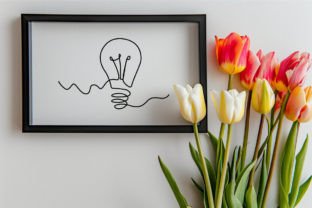 Continuous One line art light bulb drawn