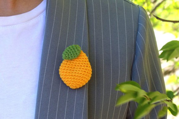 Crochet Brooch Lemon Pattern. Amigurumi