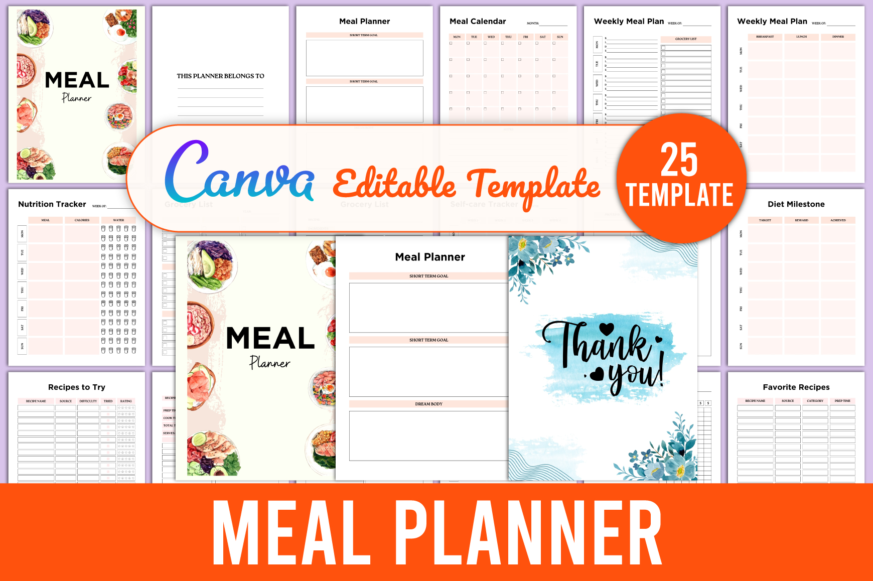 Editable Meal Planner Canva Template