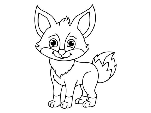Funny Fox Cartoon for Coloring Book.