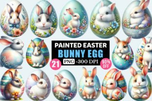 Painted Easter Bunny Egg Clipart Bundle Graphic by CitraGraphics ...