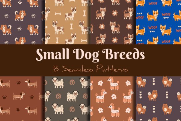 Small Dog Breeds Seamless Patterns