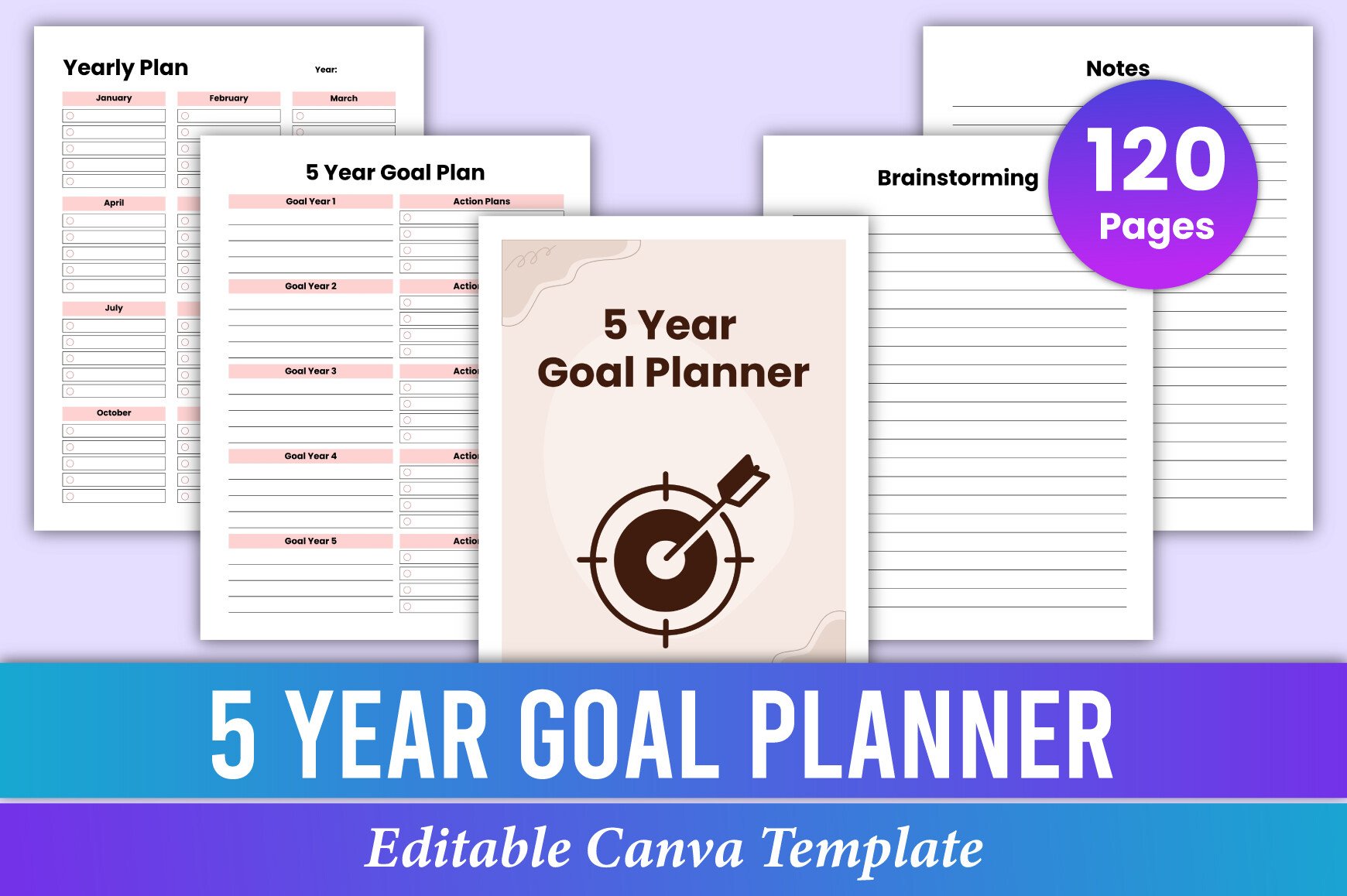 5 Year Goal Planner Canva Kdp Interior Graphic by Mustafiz · Creative ...