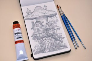 6 Mushroom Houses Coloring Pages Graphic by Arteo · Creative Fabrica