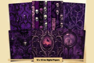 Black & Purple Halloween Digital Papers Graphic by artisticwayco ...