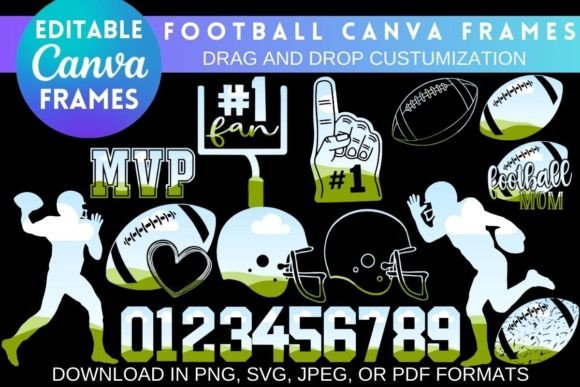 CUSTOMIZABLE FOOTBALL CANVA FRAMES