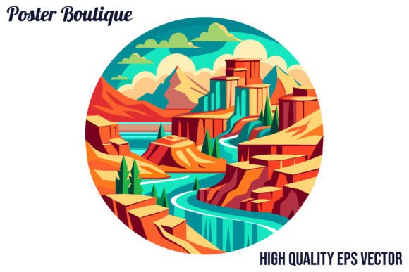 Canyonlands National Park Vector EPS Gráfico Ilustrações para Impressão Por Poster Boutique