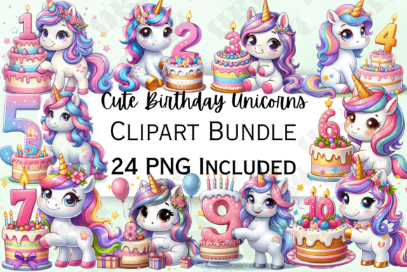 Cute Birthday Unicorn Clipart