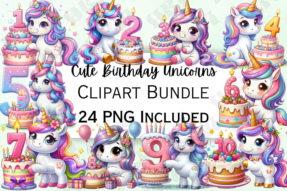 Cute Birthday Unicorn Clipart