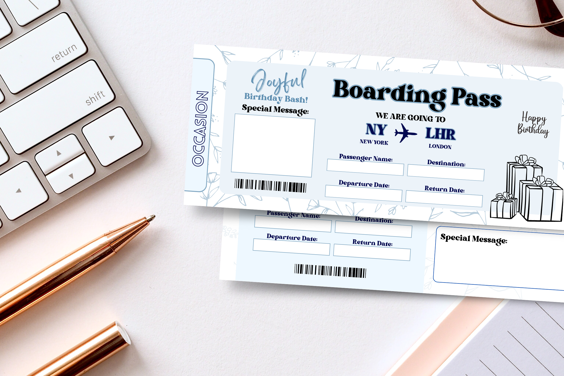 Editable Birthday Surprise Travel Gift