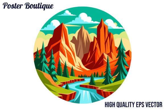 Kings Canyon National Park Vector EPS Grafica Illustrazioni Stampabili Di Poster Boutique