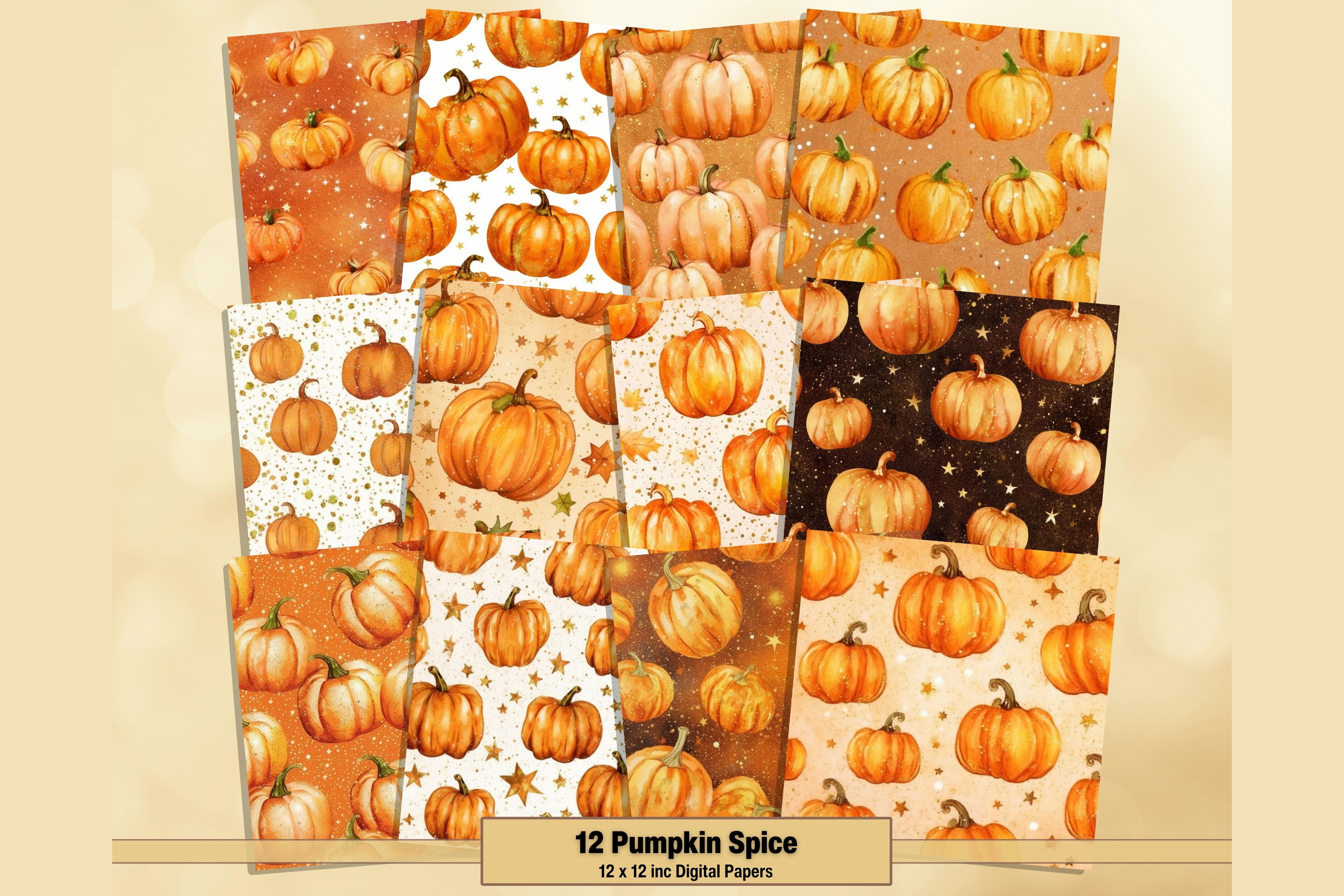 Pumpkin Patterns Fall Digital Papers Graphic by artisticwayco ...