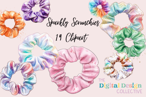 Sparkly Scrunchie Bundle Graphic Illustrations By lizballew