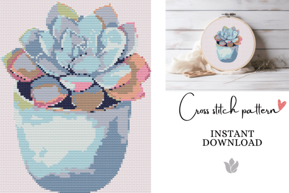Succulent in Pot Cross Stitch Pattern