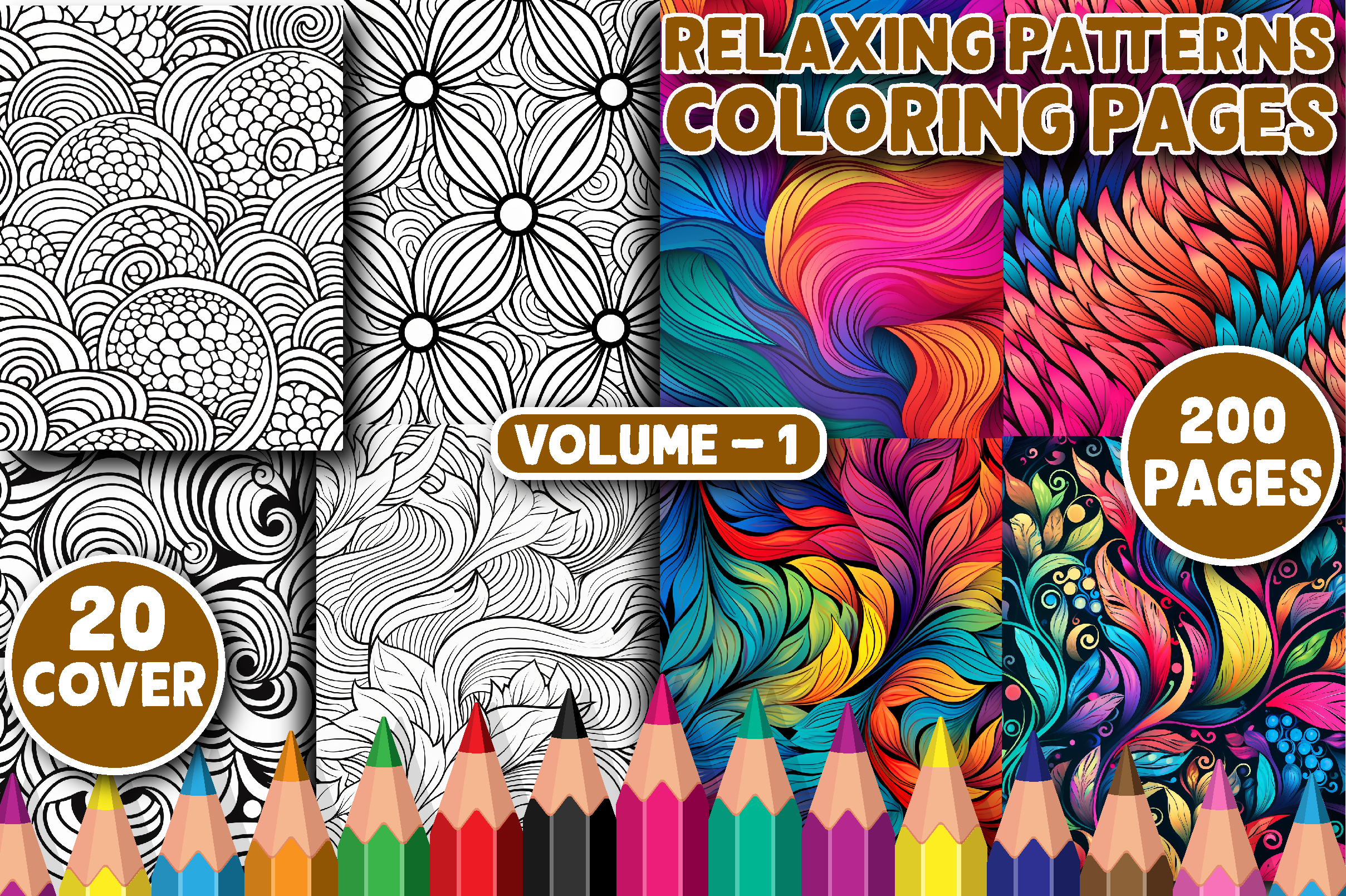 200 Relaxing Patterns Coloring Page V-1