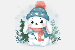 25 Cute Winter Rabbit Clipart PNG Bundle Graphic by Design Store ...